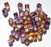 50 6x6mm Crystal, Topaz, & Purple Cube Beads